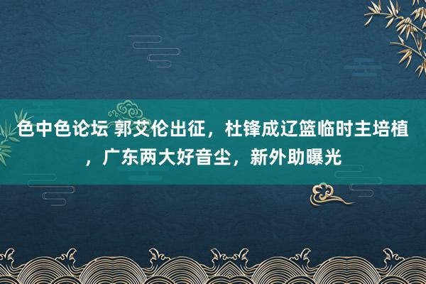 色中色论坛 郭艾伦出征，杜锋成辽篮临时主培植，广东两大好音尘，新外助曝光