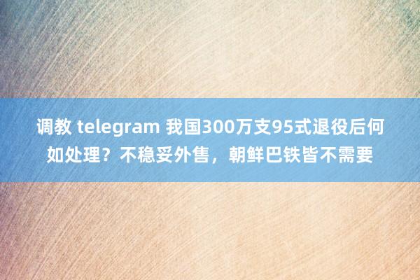 调教 telegram 我国300万支95式退役后何如处理？不稳妥外售，朝鲜巴铁皆不需要