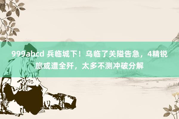 999abcd 兵临城下！乌临了关隘告急，4精锐旅或遭全歼，太多不测冲破分解