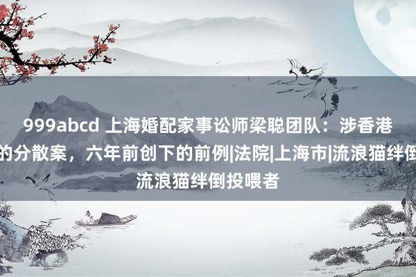 999abcd 上海婚配家事讼师梁聪团队：涉香港东谈主的分散案，六年前创下的前例|法院|上海市|流浪猫绊倒投喂者